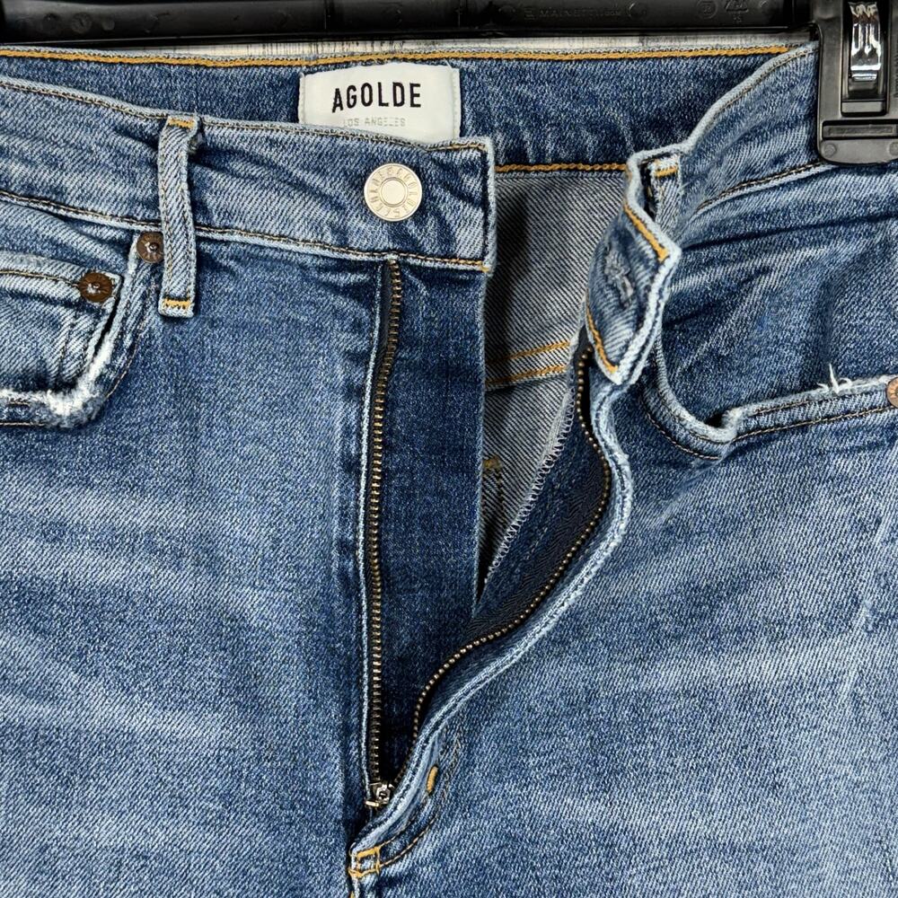 AGOLDE SZ 26 Pinch Waist Skinny Jeans Zip-Fly Hi-Rise Distressed Stretch Blue - Picture 3 of 9